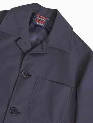 Navy Ventile Cotton Long Overcoat