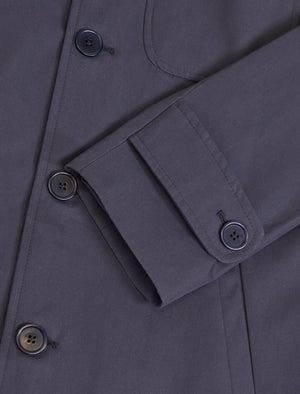 Navy Ventile Cotton Long Overcoat