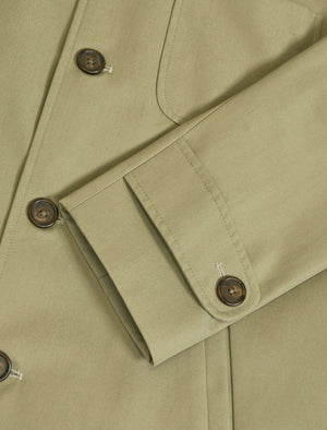 Sage Green Ventile Cotton Long Overcoat