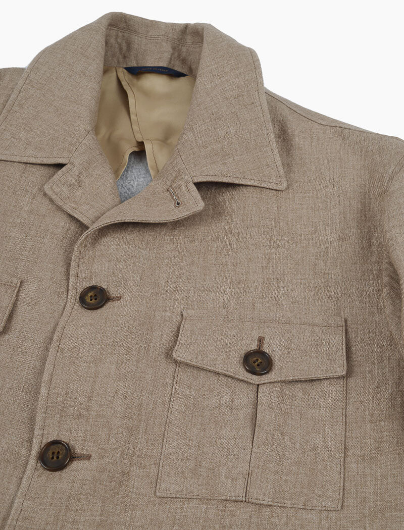 Beige Linen Field Jacket | 40 Colori