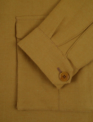 Mustard Herringbone Cotton & Linen Field Jacket | 40 Colori