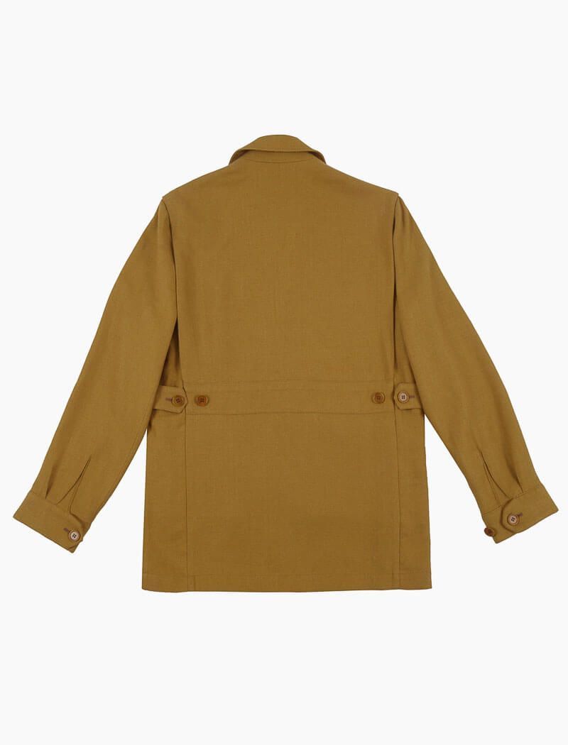 Mustard Herringbone Cotton & Linen Field Jacket | 40 Colori