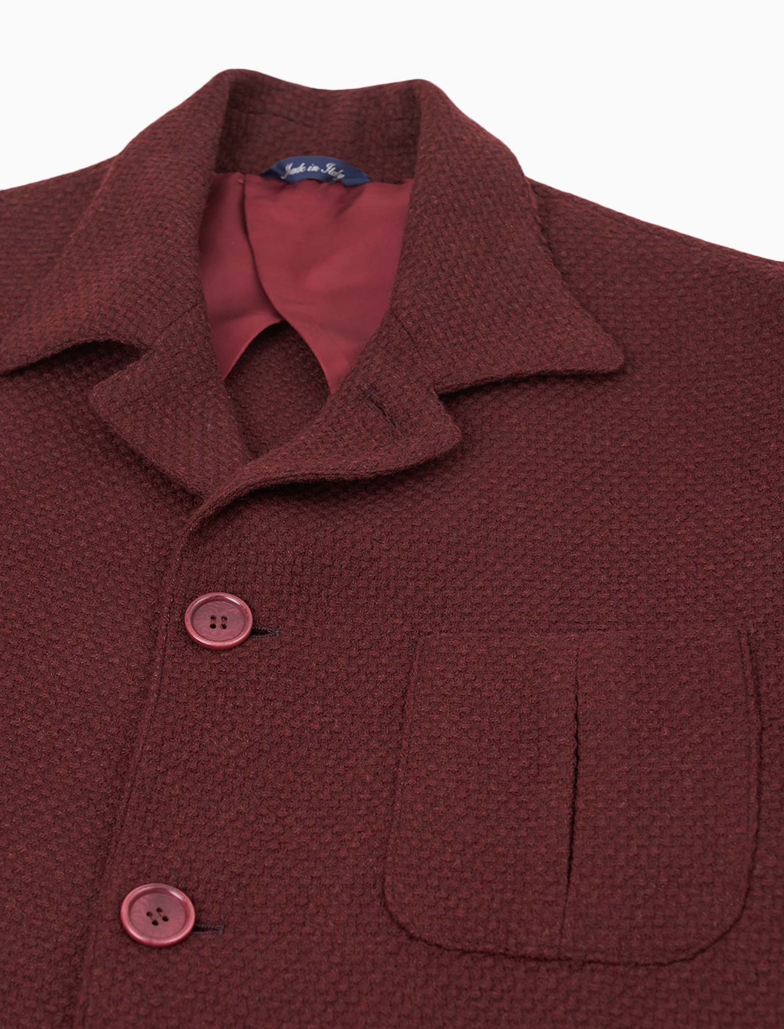 Burgundy Basket Weave Wool & Cashmere Shacket | 40 Colori