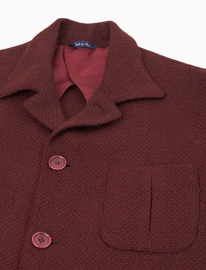 Burgundy Basket Weave Wool & Cashmere Shacket | 40 Colori