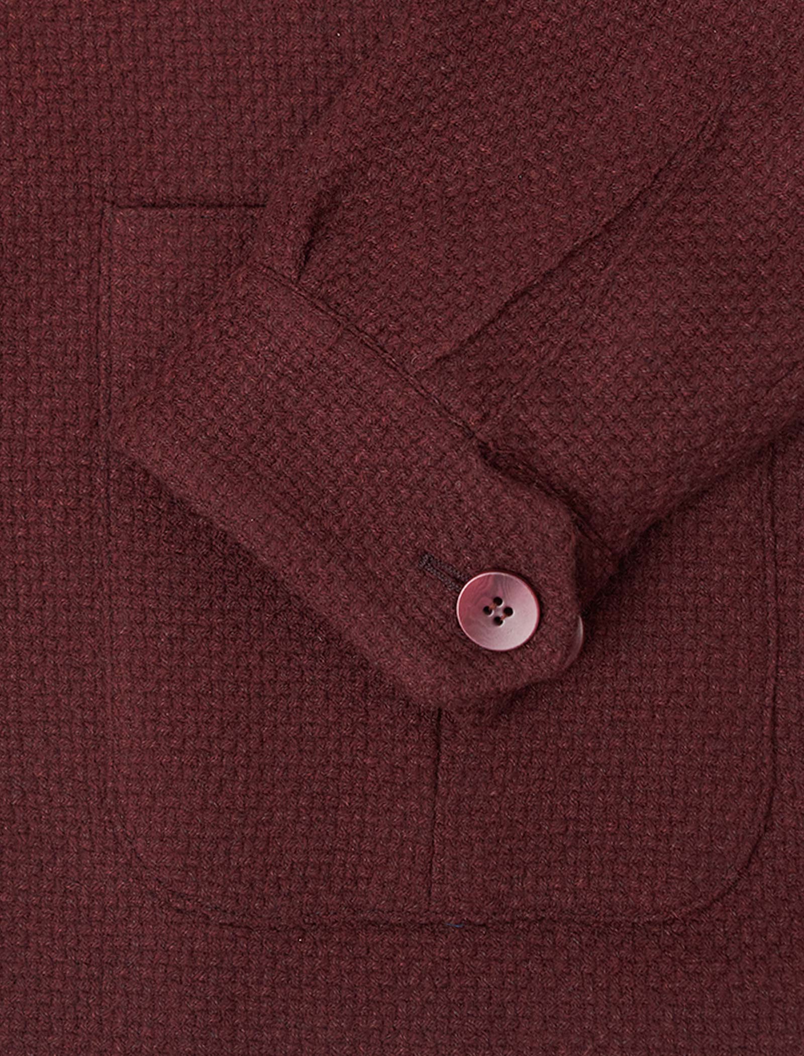 Burgundy Basket Weave Wool & Cashmere Shacket | 40 Colori