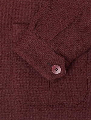 Burgundy Basket Weave Wool & Cashmere Shacket | 40 Colori
