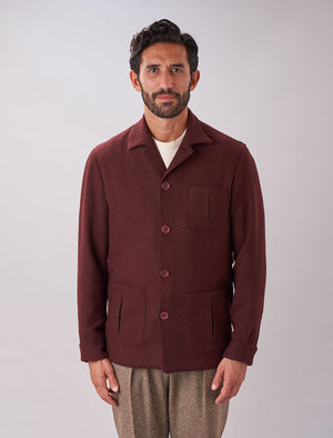 Burgundy Basket Weave Wool & Cashmere Shacket | 40 Colori