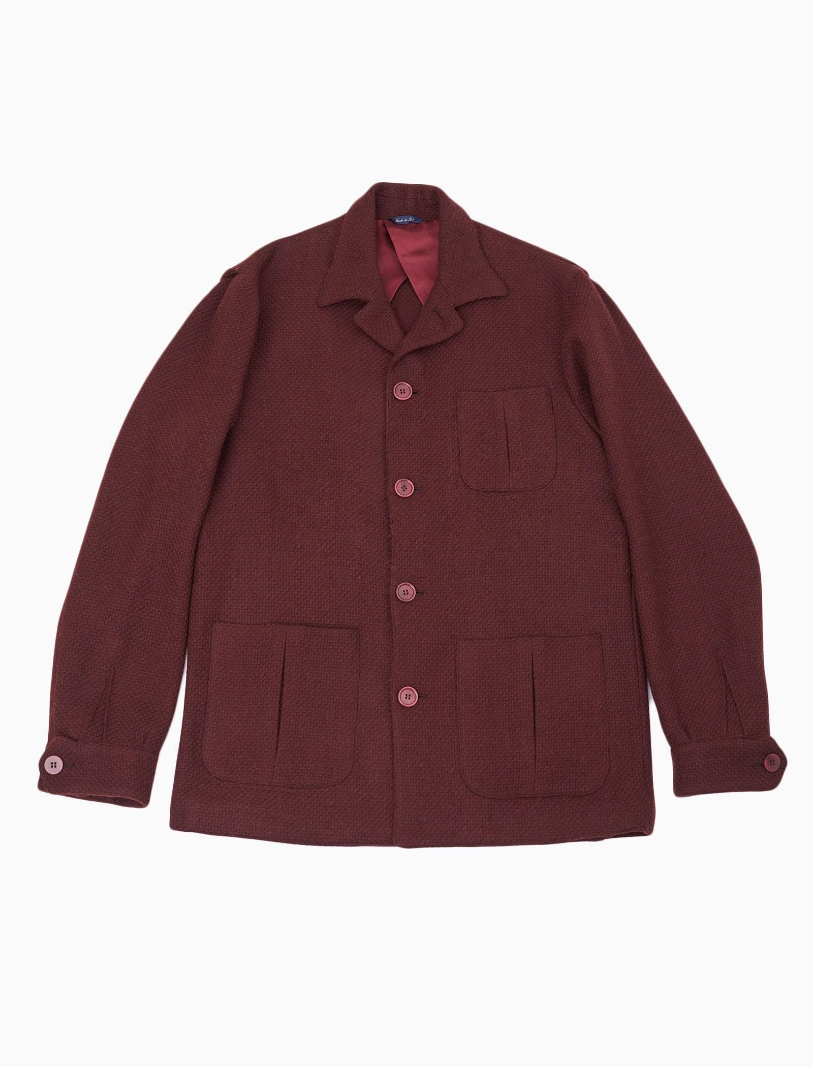 Burgundy Basket Weave Wool & Cashmere Shacket | 40 Colori