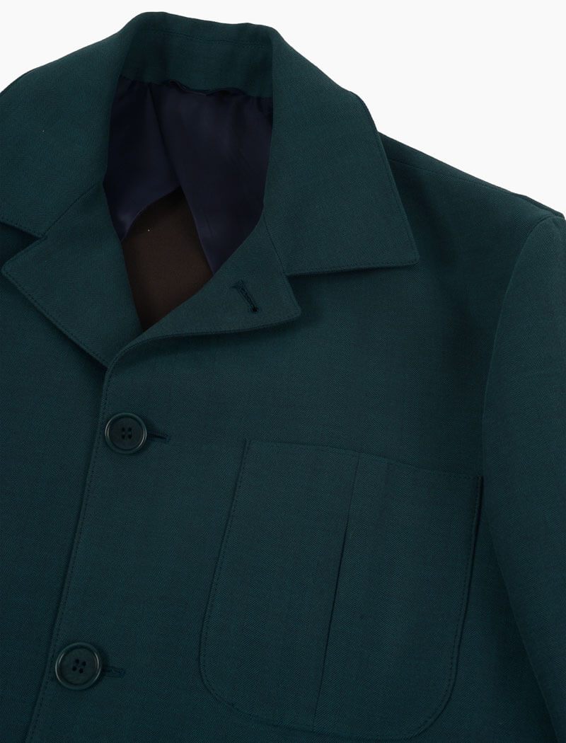 Teal Herringbone Cotton Shacket | 40 Colori