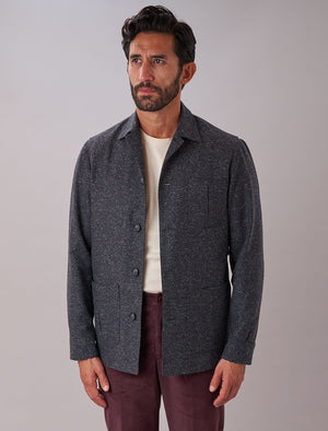 Charcoal Speckled Wool & Silk Shacket | 40 Colori