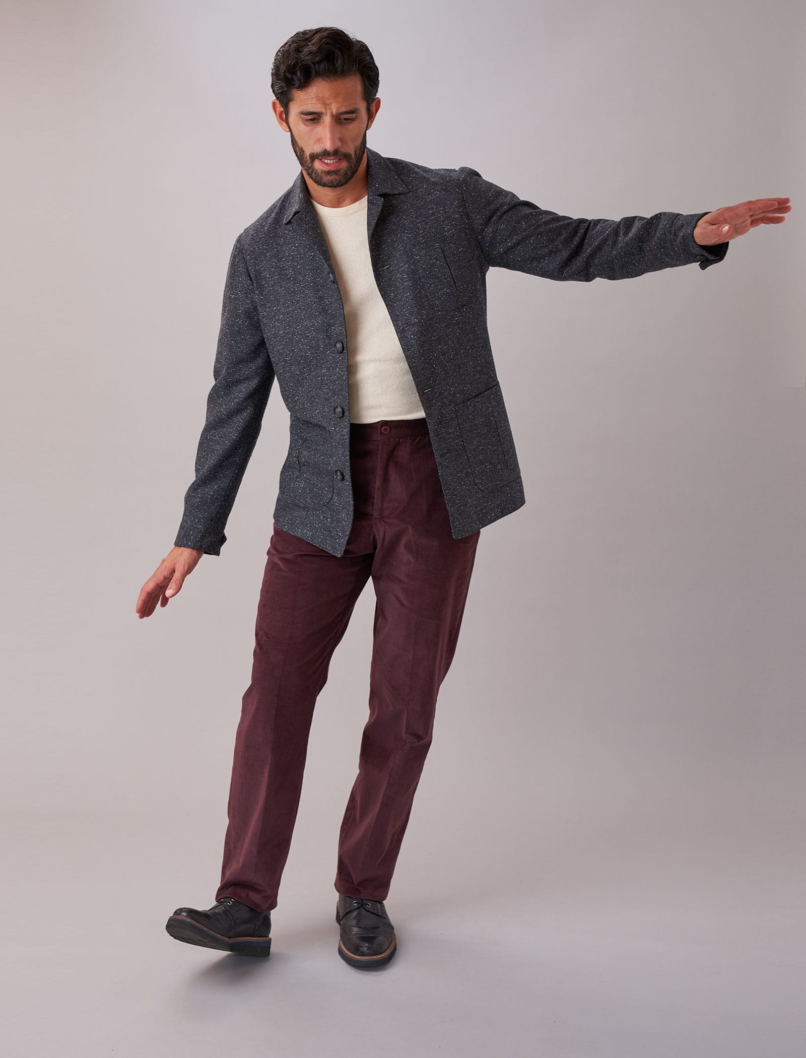 Charcoal Speckled Wool & Silk Shacket | 40 Colori