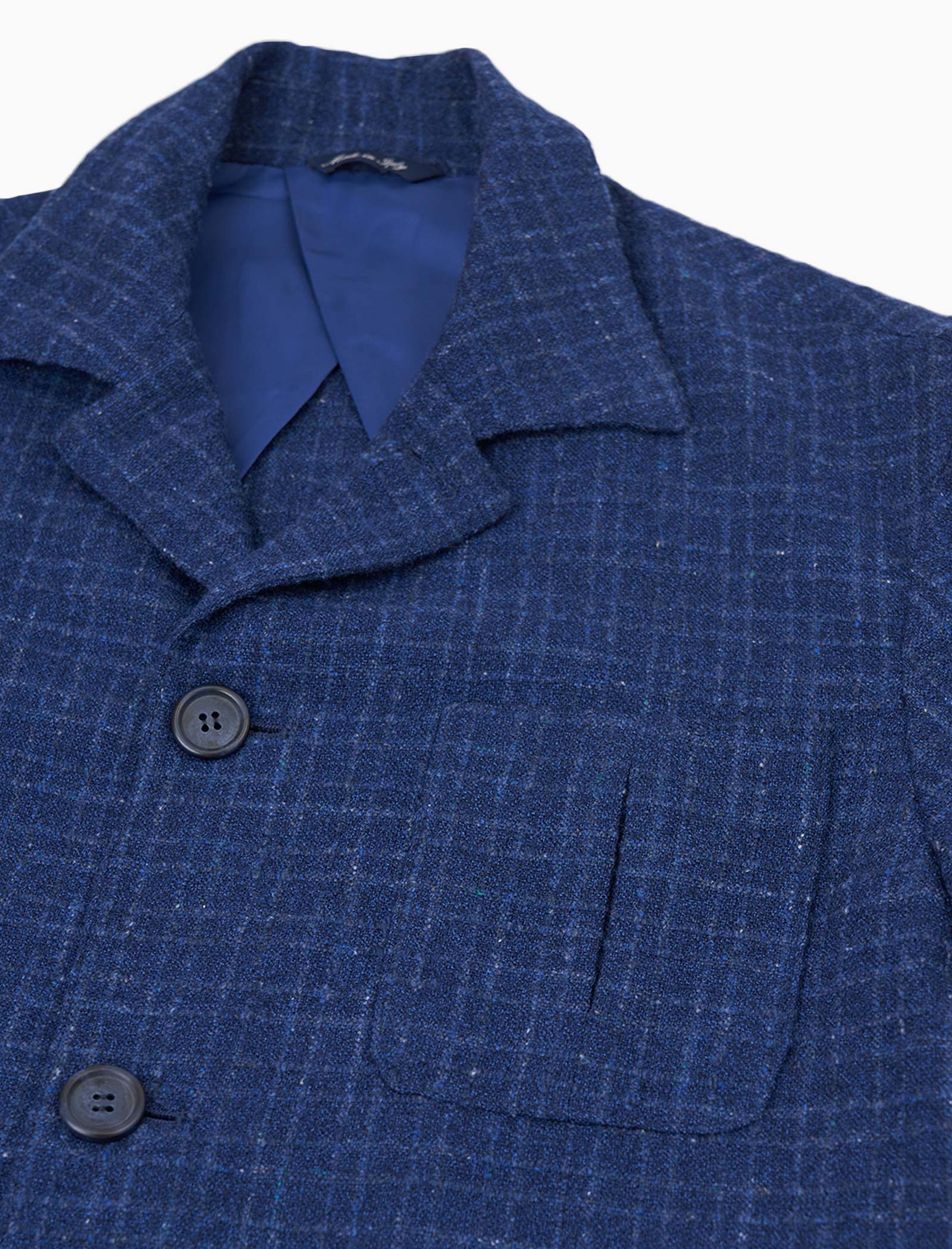 Royal Blue Textured Check Wool Shacket | 40 Colori