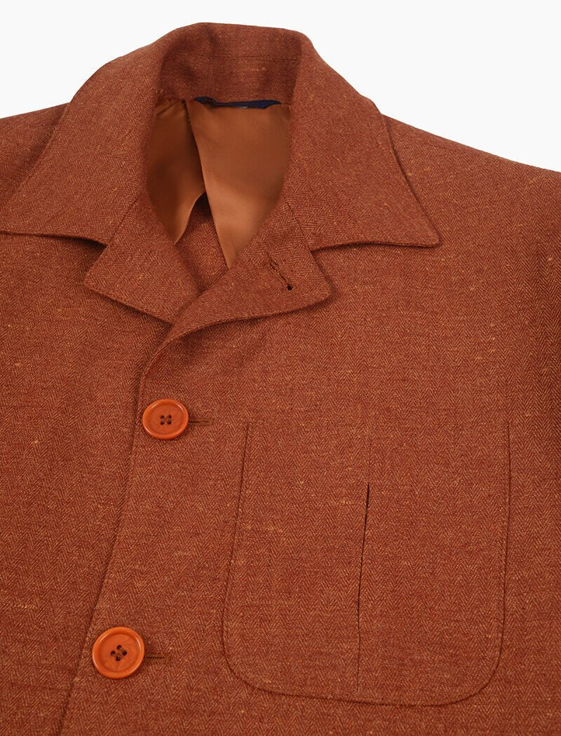 Rust Herringbone Cotton & Linen Shacket | 40 Colori