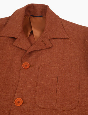 Rust Herringbone Cotton & Linen Shacket | 40 Colori