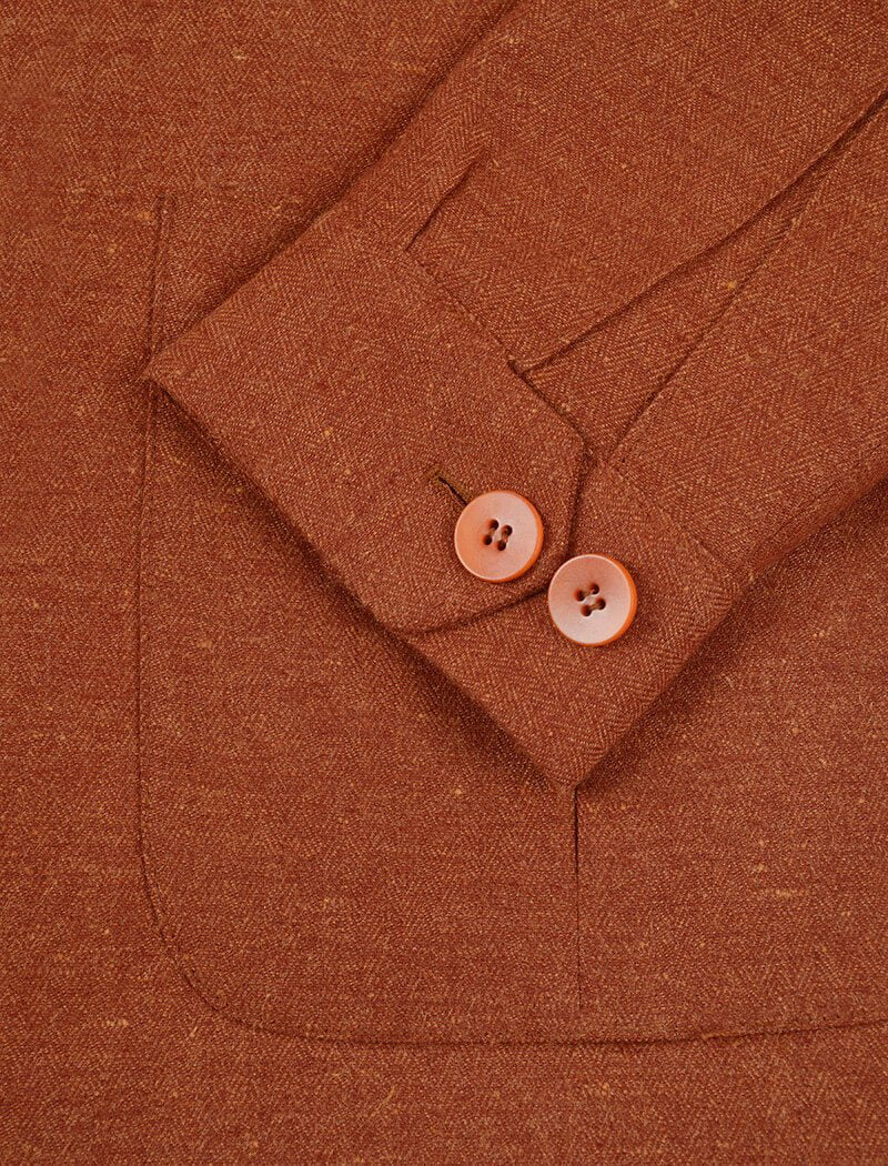 Rust Herringbone Cotton & Linen Shacket | 40 Colori
