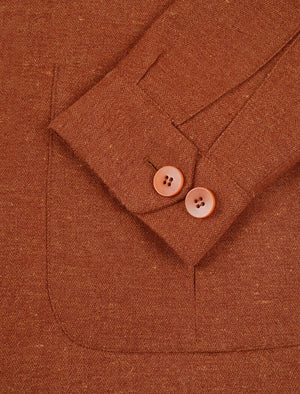 Rust Herringbone Cotton & Linen Shacket | 40 Colori