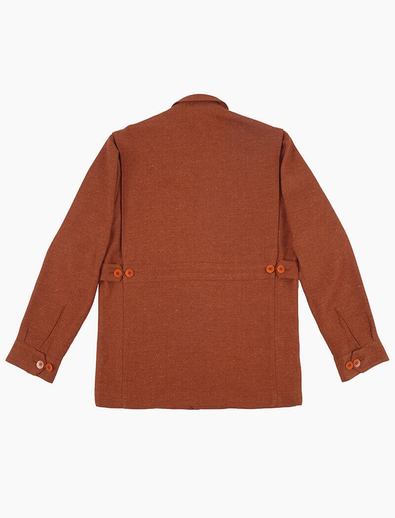 Rust Herringbone Cotton & Linen Shacket | 40 Colori