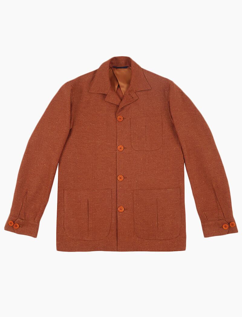 Rust Herringbone Cotton & Linen Shacket | 40 Colori