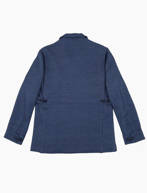 Jeans Blue Textured Jersey Cotton & Linen Shacket | 40 Colori