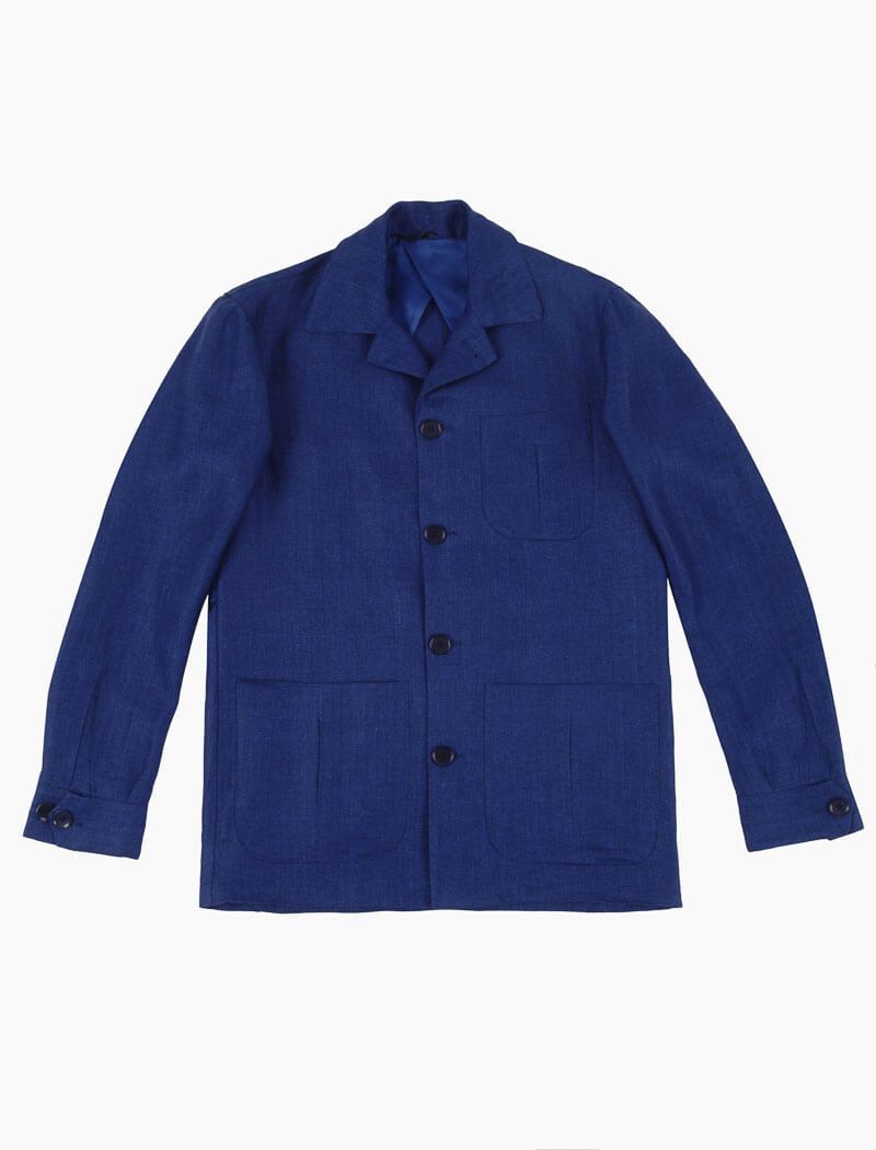 Royal Blue Herringbone Linen Shacket | 40 Colori