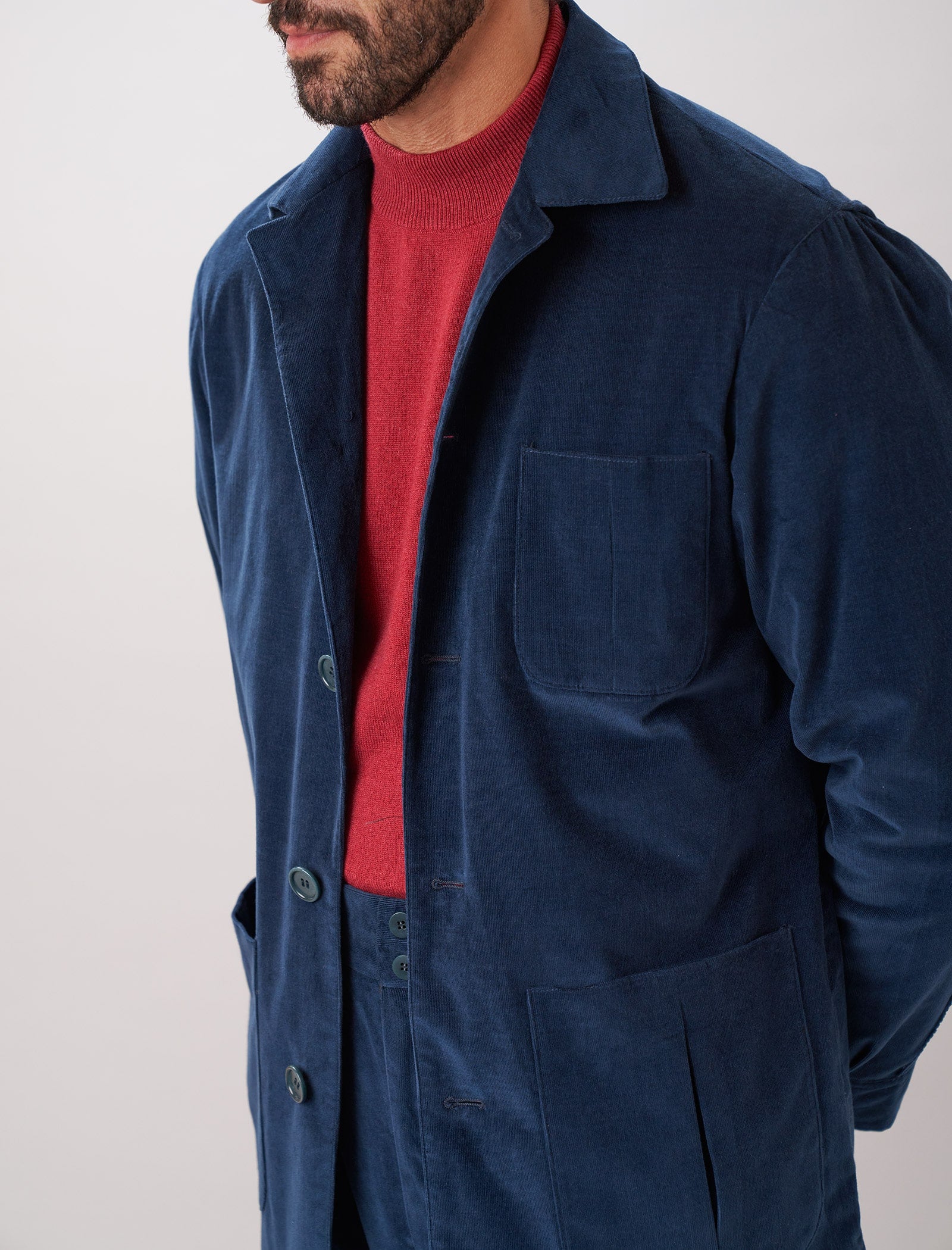 Dark Teal Needlecord Shacket | 40 Colori