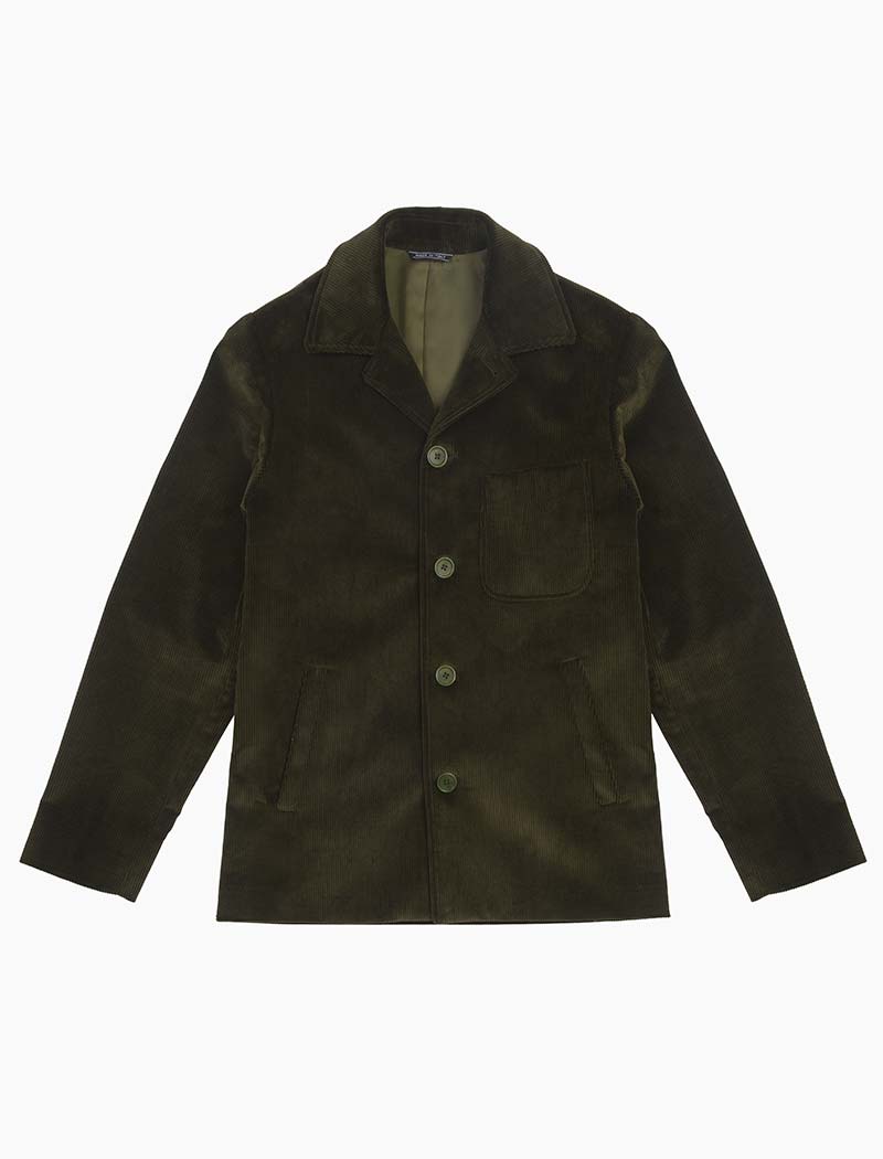 Olive Green Corduroy Short Overcoat | 40 Colori