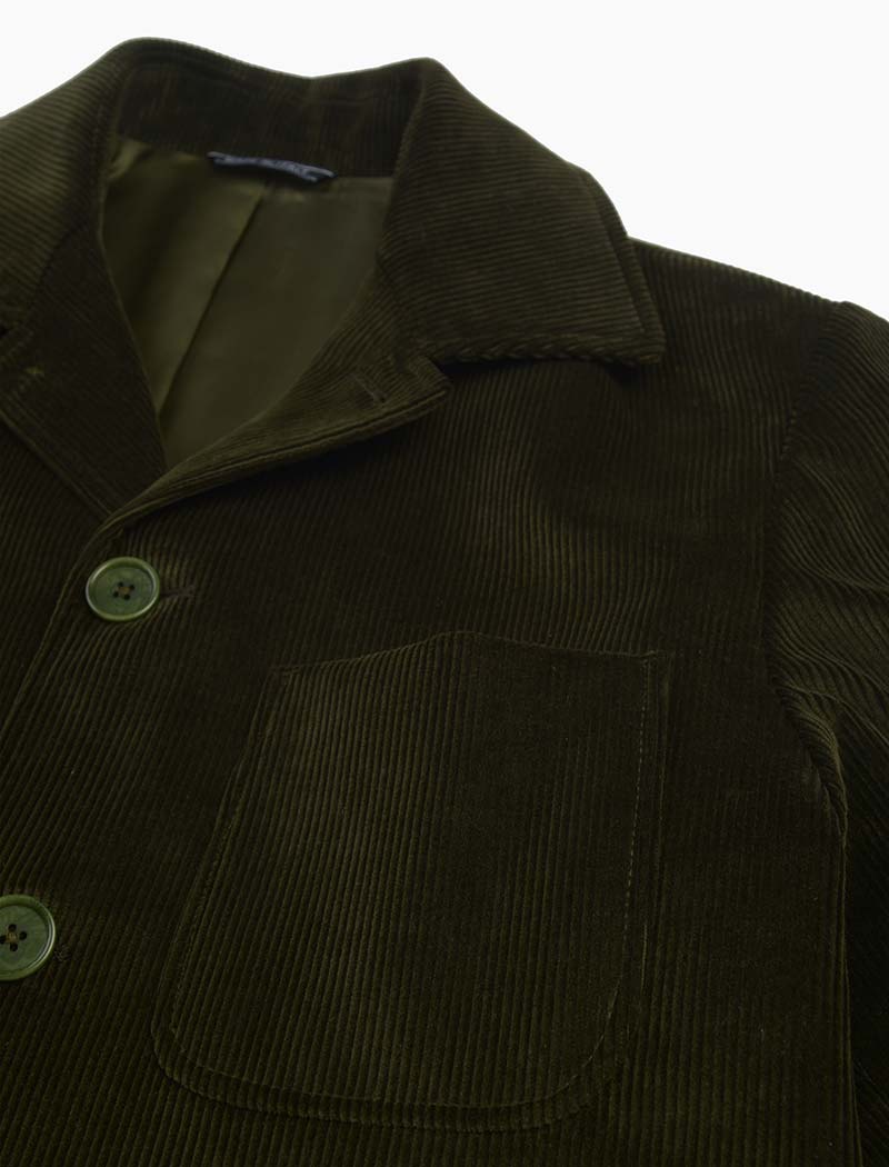 Olive Green Corduroy Short Overcoat | 40 Colori