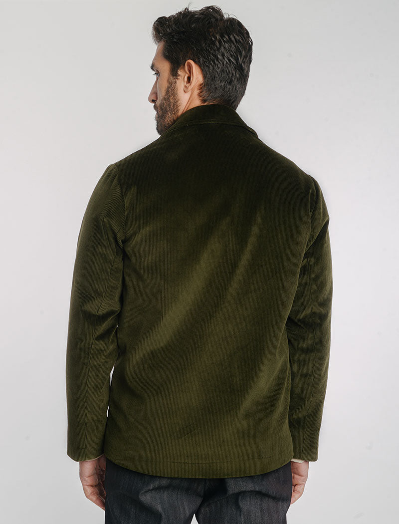 Olive Green Corduroy Short Overcoat | 40 Colori