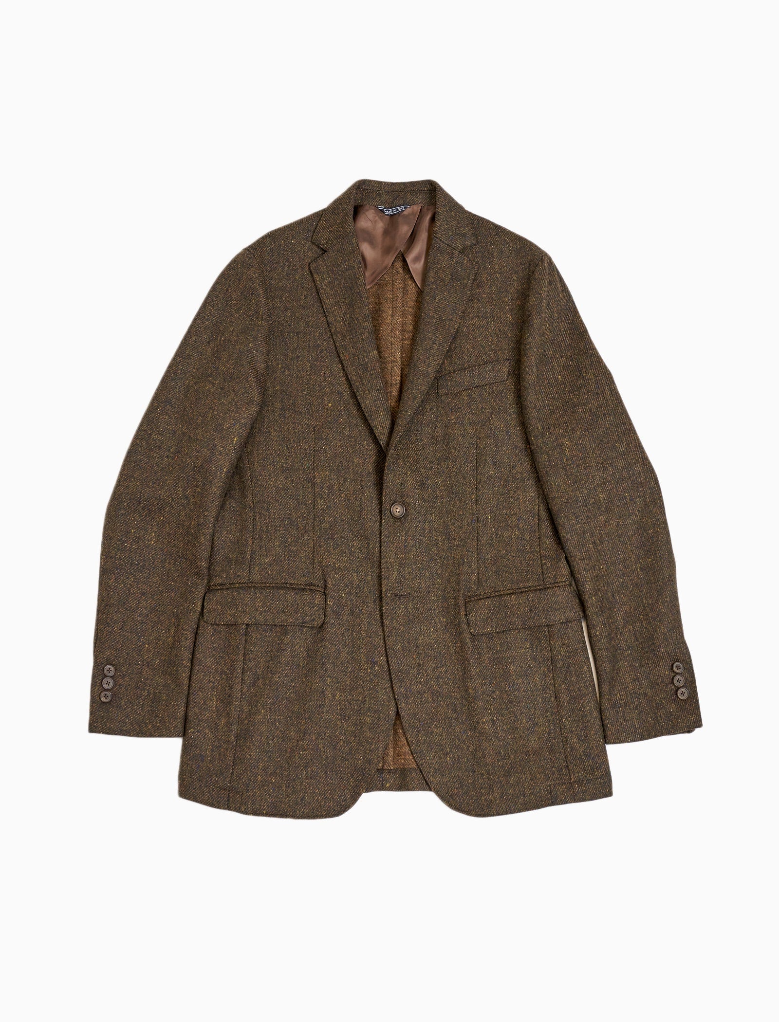 Brown & Green Melange Twill Wool Blazer