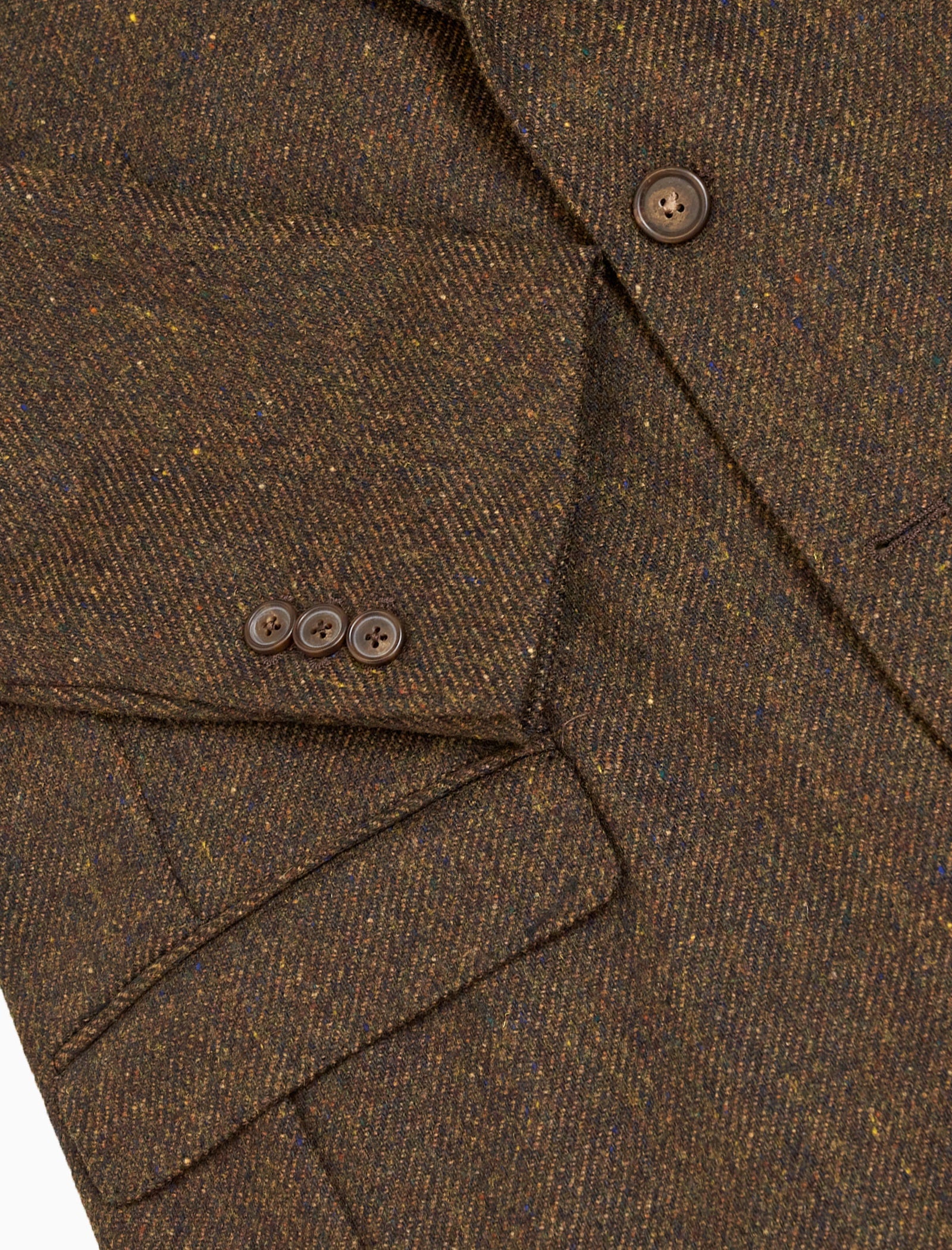 Brown & Green Melange Twill Wool Blazer