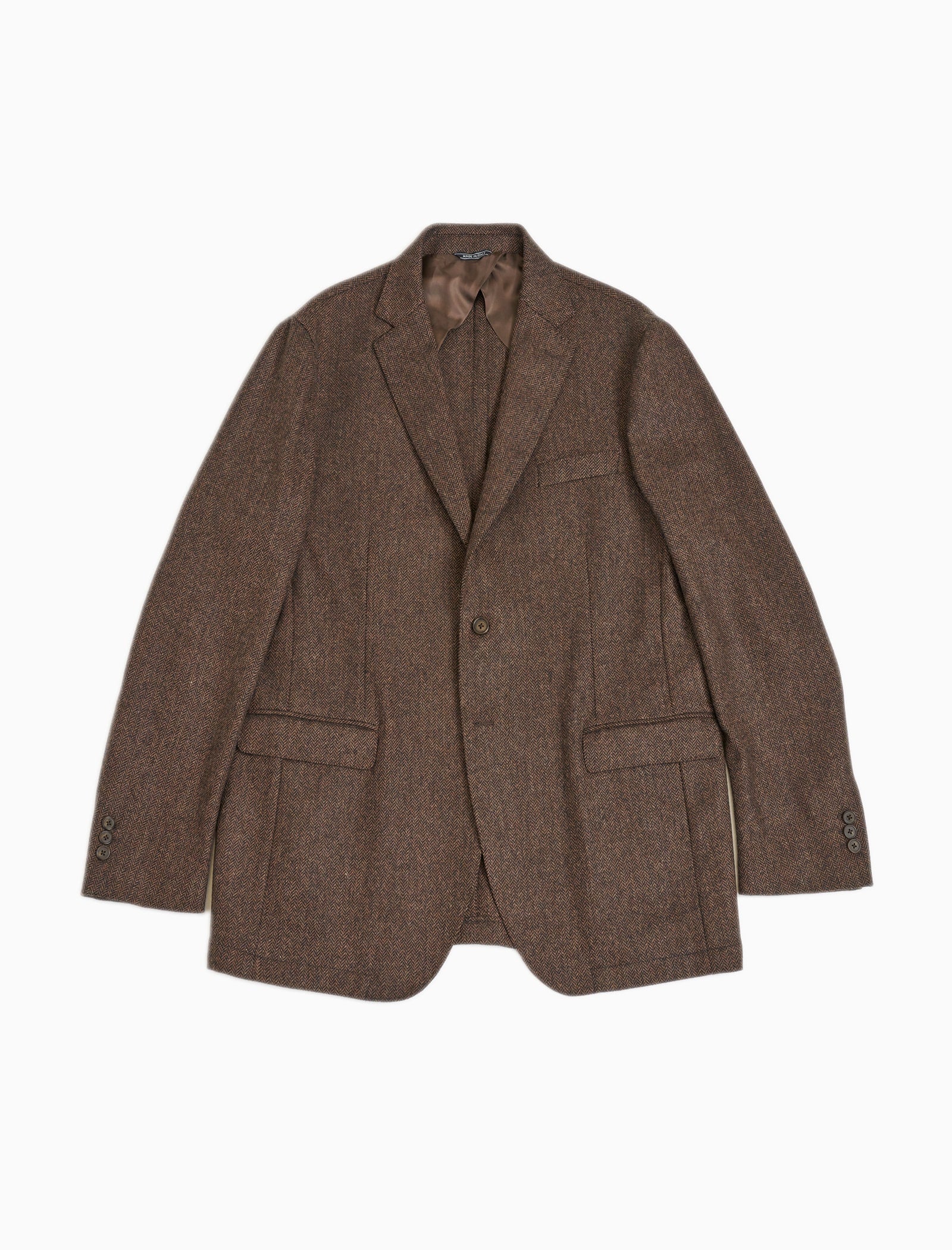 Brown Herringbone Lambswool Blazer