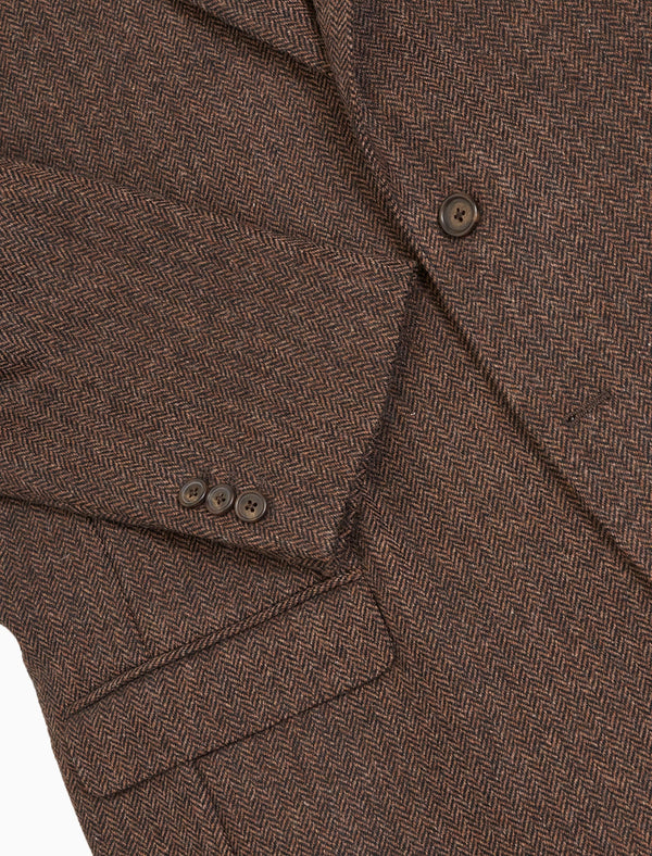 Barry Button-Up - Brown Herringbone main image 0