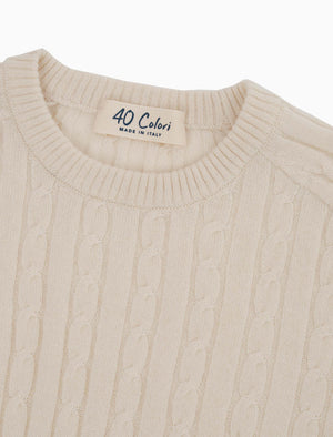 Cream Cable Knit Cashmere Jumper | 40 Colori