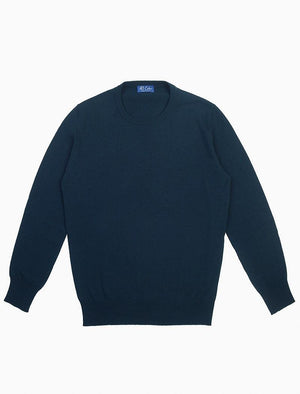 Deep Teal Crew Neck Cashmere Jumper | 40 Colori