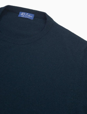 Deep Teal Crew Neck Cashmere Jumper | 40 Colori