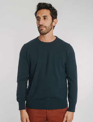 Deep Teal Crew Neck Cashmere Jumper | 40 Colori