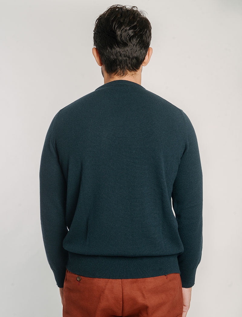 Deep Teal Crew Neck Cashmere Jumper | 40 Colori