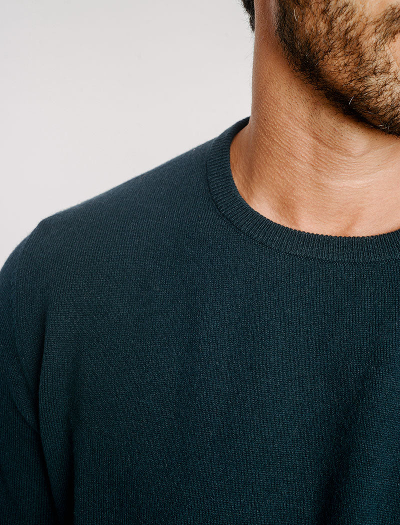 Deep Teal Crew Neck Cashmere Jumper | 40 Colori