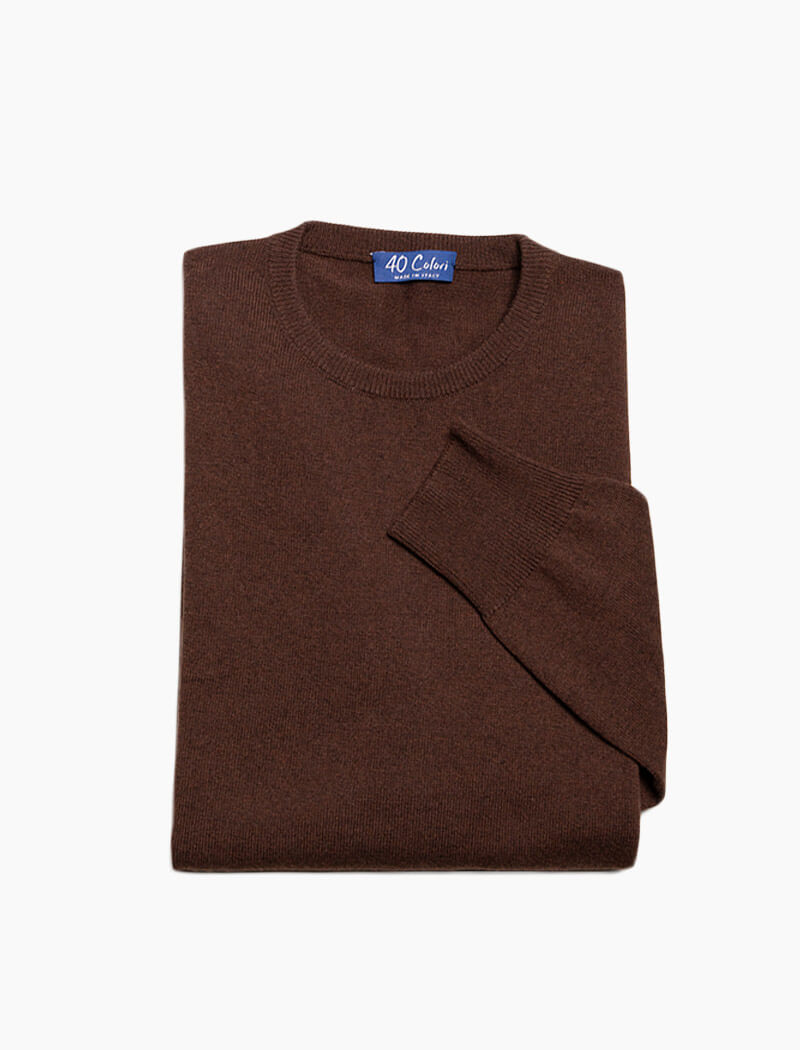 Brown Crew Neck Cashmere Jumper | 40 Colori