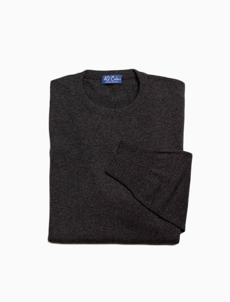 Charcoal Crew Neck Cashmere Jumper | 40 Colori