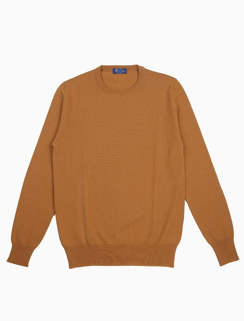 Golden Yellow Crew Neck Cashmere Jumper | 40 Colori