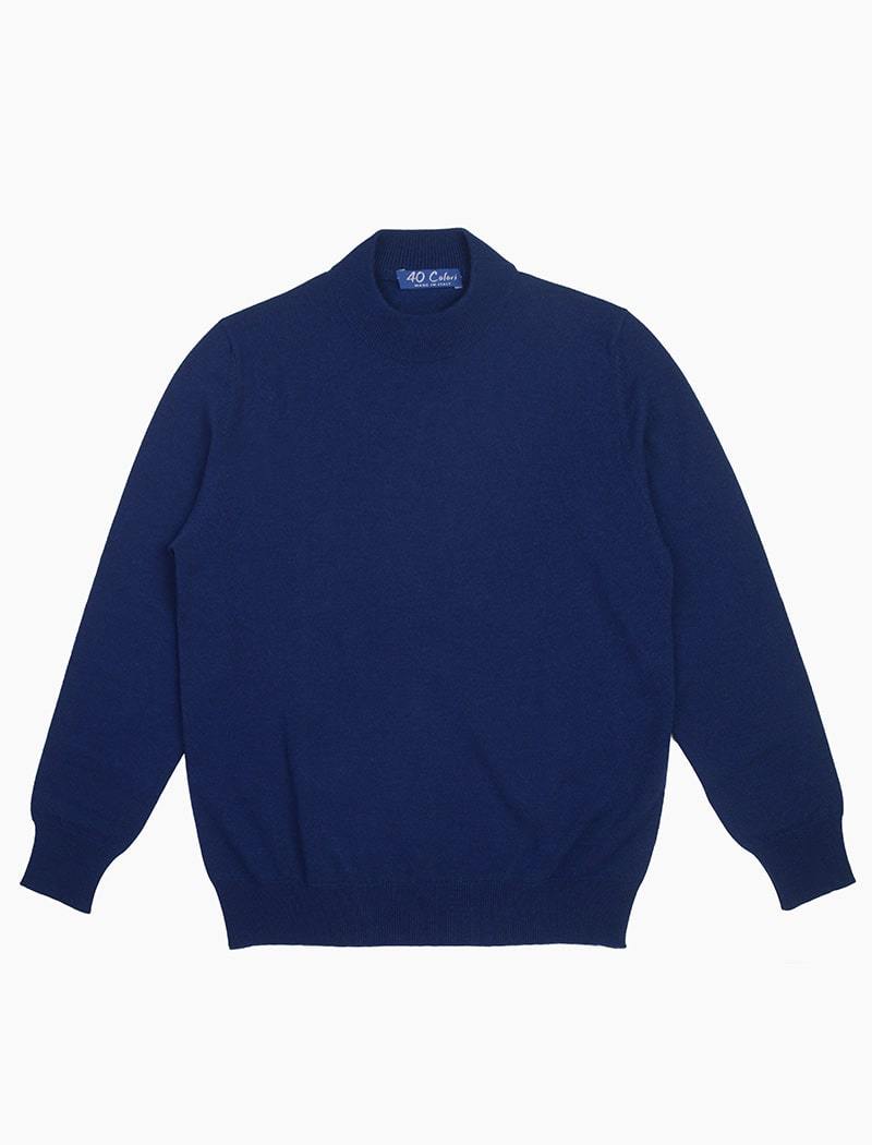 Blue Mock Neck Cashmere Jumper | 40 Colori