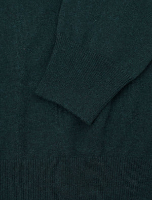 Dark Green Mock Neck Cashmere Quarter Zip Jumper | 40 Colori 