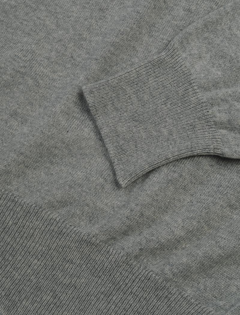 Grey Mock Neck Cashmere Quarter Zip Jumper | 40 Colori 