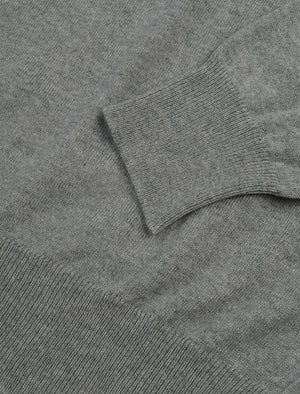 Grey Mock Neck Cashmere Quarter Zip Jumper | 40 Colori 