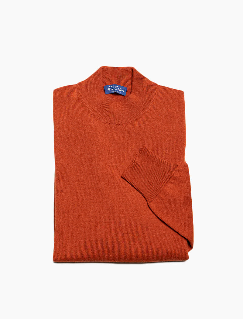 Rust Mock Neck Cashmere Jumper | 40 Colori
