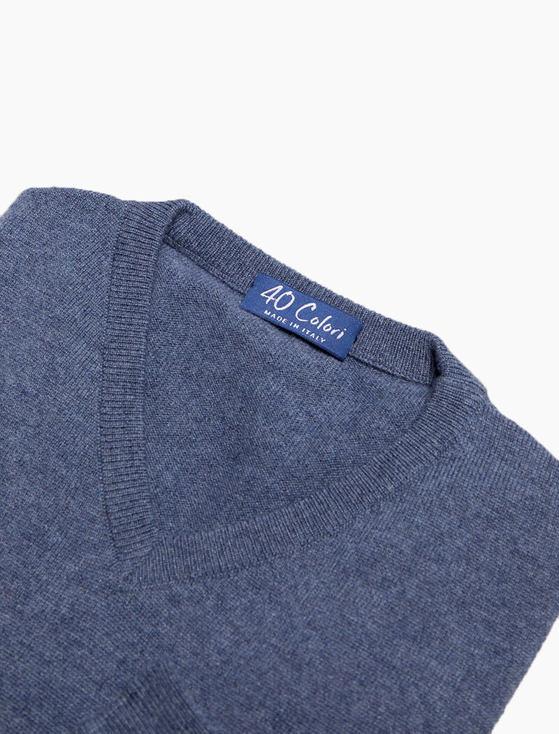 Light Blue V Neck Cashmere Jumper | 40 Colori