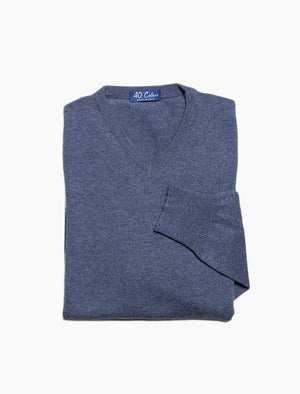 Light Blue V Neck Cashmere Jumper | 40 Colori