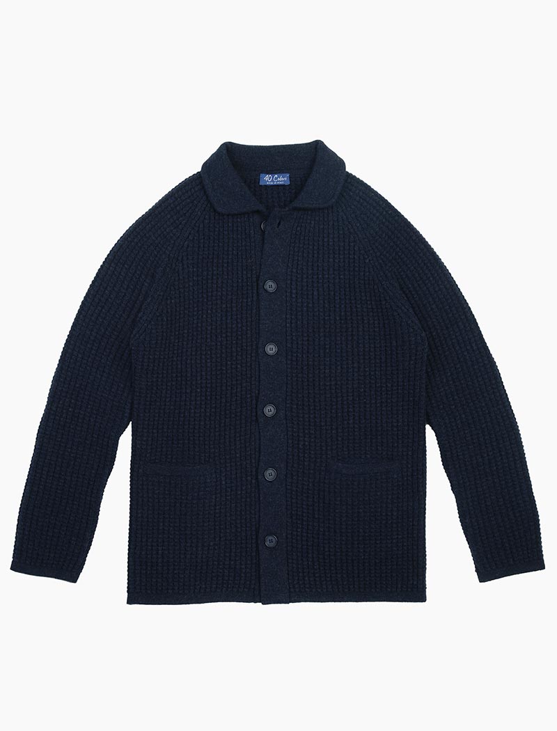 Blue Waffle Wool & Cashmere Knitted Overshirt | 40 Colori