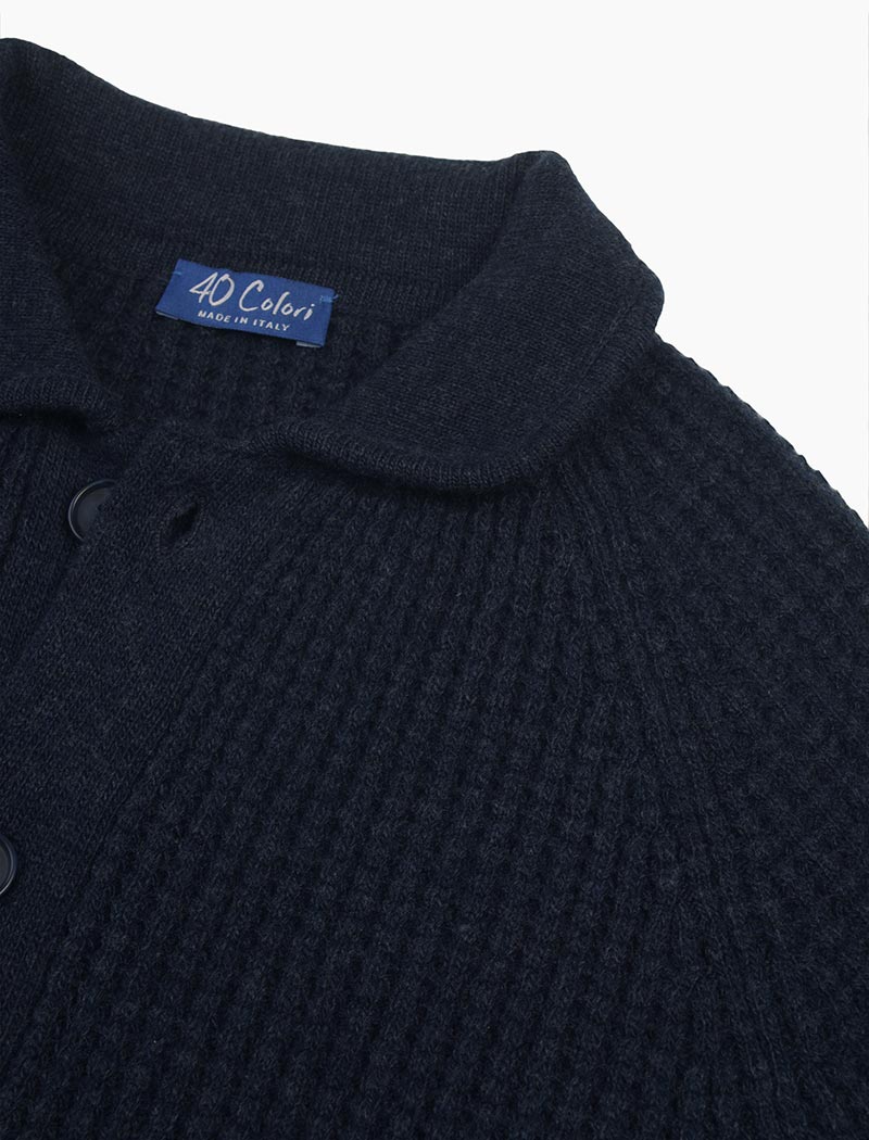 Blue Waffle Wool & Cashmere Knitted Overshirt | 40 Colori